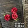 Decoração de flor artificial tom avermelhado em haste única, bola de flor para corredor de flor de seda, material para arranjo de flor de mesa para restaurante e casamentos ao ar livre