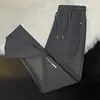 Pantalones de Seda de Hielo para Hombre, Estilo Delgado de Verano 2026 Modelo Nuevo, Corte Recto Holgado, Alta Elasticidad, Secado Rápido, Pantalones Largos Deportivos de Pierna Ancha para Hombre