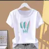 Camiseta Casual de Alta Qualidade com Estampa de Letras, Manga Curta para Mulheres, Verão, Gola Redonda, Solta e Versátil, Top da Moda Estilo Mãe