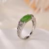 Anillo abierto distintivo hueco de jaspe Hotan chapado en oro de plata esterlina S925 de Yilu, anillo de tendencia de moda, anillo de silla de montar