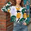 Estación Independiente Transfronteriza Moda Femenina Primavera y Otoño Nueva Camiseta Básica Estampada Personalizada de Manga Larga y Cuello Redondo para Mujer