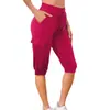 Pantalones de Yoga Deportivos de Manga Corta Ajustados de Cintura Alta con Cordón y Bolsillos Múltiples, Estilo Europeo y Americano Transfronterizo para el Verano 2024, Moda