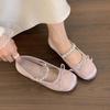 Flats de satén con aumento de altura interior para mujer 2025 Nuevo Primavera y Otoño Estilo ballet retro francés Zapatos Mary Jane de suela gruesa