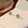 Pendientes de Plata de Ley S925 Flor Tesoro Color Francés Elegantes de Nicho Retro Normcore con Corte Hueco Pendientes Wholesale