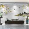 Novo estilo chinês flor e pássaro filme e televisão Parede mural simples 8d paisagem papel de parede sala de estar quarto papel de parede parede de fundo da TV tecido