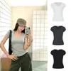 Camiseta de Manga Corta con Cuello en U de Moda para Mujer, Nuevo Estilo Coreano Verano 2026 Ajustada Estilo Puro Deseo Camiseta Básica Top para Mujer