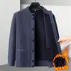 Otoño Invierno Nuevo Suéter de Punto Grueso con Cuello Alto para Hombre con Felpa Interior Cardigan Casual para Hombre de Mediana Edad Chaqueta Cálida para Hombre