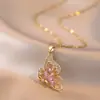 Collar de mariposa de circonita colorida para mujer, estilo japonés-coreano, transfronterizo, con personalidad, diseño de nicho de moda, accesorios