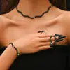 Moda Halloween Conjunto de Cuatro Piezas para Mujer Collar Pulsera Pendientes Conjunto de Joyería para Boda Exquisito Pedrería Accesorios de Novia