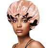 Gorro de dormir elástico de satén de doble capa, de ala ancha, de color liso, para la ducha, de belleza, venta al por mayor, gran oferta transfronteriza