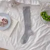 Meias Finas de Primavera e Verão Estilo Miu Meias Listradas Brancas para Panturrilha Meias de Seda de Cor Sólida de Cano Longo Meias Femininas