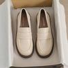 Mocassins de Solado Grosso Feminino 2024 Novo Primavera Retro Sapatos Pequenos de Couro Estilo Britânico Slip-on Salto Grosso Solado Macio Sapatos de Camada Única para Mulheres