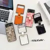 Adequado para Capa de Celular Samsung Zflip4 Couro Estampado Desenho Animado Mickey Zflip6 Dobrável de Alta Qualidade Marca Tendência Anel 3