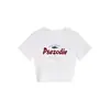 Camiseta Trendy de Manga Corta para Mujer Estilo Americano, Nuevo Diseño de Letras de Verano, Top Ajustado 'Hot Girl'