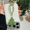 Cadena para Teléfono Móvil de Árbol de Navidad Atmosférico Colgante Personalizado Hecho a Mano con Perlas de Diamante Completo Regalo de Navidad Accesorio Versátil Llavero