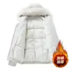 Parka con capucha para hombre con cuello grande de pelo, moderna, casual, versátil, acolchada y engrosada, adecuada para parejas, chaqueta de algodón cálida