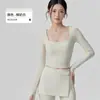 Conjunto de Yoga de Manga Larga con Sensación de Alta Gama y Almohadillas en el Pecho Adelgazante y Favorecedor para la Figura Conjunto de Pilates Espalda Descubierta Ropa de Fitness Conjunto para Mujer
