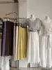Falda Larga Elegante de Gasa con Bloques de Color y Caída, Estilo Coreano Nuevo para Mujer, Verano 2026 6578