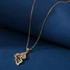 Collar de lectura transfronteriza de comercio exterior europeo y americano, oro real con microincrustaciones de circón, cadena de clavícula nicho, cadena de acero de titanio, colgante de ojo de gota de aceite