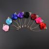 Traje de Hombre Broche de Flor de Rosa Hoja Dorada Ramillete Hombres Mujeres Solapa Flor Pin Recto Único con Cadena Color Personalizable