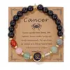 Pulsera Transfronteriza Caliente de Doce Constelaciones Unisex Ágata Piedra Natural con Tarjeta
