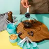 Kit de Utensílios de Cozinha para Assar de Aço Inoxidável com Cabo Colorido, Copo Medidor de Plástico, Colher Medidora, Conjunto de 8 Peças com Copo Medidor Graduado