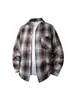Camisa de cuadros de manga larga para hombre, estilo primavera y otoño, camisa casual holgada, chaqueta retro americana de moda