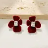 Elegantes pendientes de terciopelo floral, modernos y versátiles para ir al trabajo, accesorio de lujo ligero