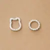 Anillo trenzado de plata S925, cierre de resorte de gato de la suerte, botón de gato pequeño, pulsera DIY, conector para collar de cordón, cierre de extremo