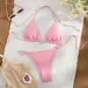 Nuevo traje de baño rosa sexy de dos piezas para niña 2026, estilo europeo y americano, bikini de Amazon, traje de baño bikini transfronterizo