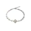 Pulsera de Trébol de Cuatro Hojas Rosa Morado Manta Perla Swarovski, Pulsera de Circonita Arcoíris de Lujo Ligero de Gama Alta, Venta al por mayor de Joyería de Nicho