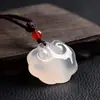 Pingente de Ágata Calcedônia Natural Pingente de Jade Guanyin Buda Folha para Casal Colar de Ágata Raposa de Calcedônia Corajosa
