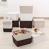 Cesta de Almacenamiento de Ratán con Tapa Caja Organizadora Grande Marco de Almacenamiento Rectangular Cesta de Almacenamiento para Juguetes 9009