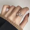 Anillo de Corazón Hueco Trenzado para Mujer, Estilo Irregular Simple, Anillo Abierto Nuevo, Anillo de Dedo Índice de Moda