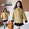 Casaco Grosso Forrado com Fleece para Meninas Estilo Maillard Quente Jaqueta Integrada de Pele de Carneiro Moda Nova de Inverno Gola Alta Suéter Peludo