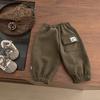 Calça Comprida Infantil 2025 Inverno Novo Calça Cargo de Fleece Cartoon para Meninos Calça Jogger de Moletom Grossa Versátil para Meninas