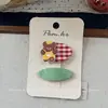 Nuevo Pasador de Tela Estilo Coreano para Niños con Dibujos Animados y Cuadros Ovalados Laterales para Flequillo de Niñas