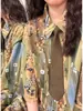 2026 Nuevo Estilo Verde Versátil Verano Retro Americano Pintura al Óleo Floral Graffiti Estampado Integral Camisa de Manga Corta