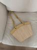 Saco tecido de palha Mulheres à beira-mar férias praia lazer estilo ocidental all-match francês retro cesta de legumes saco de ombro moda saco tecido