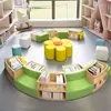 Estante de Livros para Biblioteca Escolar Sofá Combinação Curva Criativa Formato Área de Leitura Estante Armazenamento Área de Descanso Banco