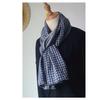 Bufanda Japonesa Artística de Doble Vista a Cuadros de Algodón y Lino Vintage Combinable Otoño e Invierno Cálida Larga para el Cuello Chal para Mujer