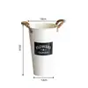Cubo de Flores de Cuerda de Cáñamo Blanco Roto Escandinavo Cubo de Flores de Hierro Forjado Cubo para Arreglos Florales de Florería Hogar Rosa Lirio Cubo para Flores de Agua