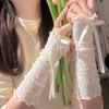 Guantes Lolita de Encaje con Lazo y Manga de Mano para Mujer Estilo Japonés Patchwork Estilo Ballet Correa de Cinta Puño Cos Dulces Guantes Cool