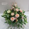 Nuevo estilo de boda estilo Mori, flores de camino en maceta, escenario de boda, pila de flores verdes y blancas, bola de flores de simulación, adornos de decoración de ventana de flores