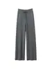Pantalones de pierna ancha adelgazantes de cintura alta simples mezcla de cachemira al 35% para mujer, holgados, engrosados, tejido de lana de cuatro cabos, pantalones casuales