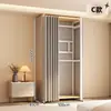 Armario de metal, estructura de acero, completamente cerrado, diseño simple, adecuado para apartamentos de alquiler, modular, engrosado, de pie, estilo abierto, para uso doméstico