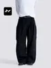 Pantalones casuales retro negros para hombre con rico estilo americano, marca de moda, doble pinza, pantalones cargo multibolsillos, moda urbana, geniales y elegantes, pantalones largos de pierna recta