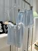 Pijamas Franceses para Mujer Dulce Primavera y Verano Nuevo Sexy Sexy Estilo Puro Seda de Hielo Traje Ropa de Casa Tirantes Shorts