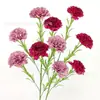5 claveles artificiales, tallo único, flores artificiales, claveles, flores elegantes, decoración de sala de estar, arreglo floral, arte floral artificial