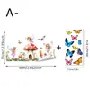 Fada da Flor em Estilo Aquarela Transfronteiriça Adesivo Eletrostático para Vidro Borboleta Cogumelo Adesivo para Janela Adesivo de Embelezamento para Janela de Quarto Infantil Varanda